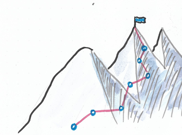 mountain with route